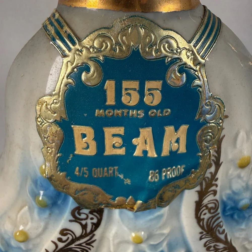 Vintage Jim Beam Decanter 155 Months Old Regal China Blue Floral Gold With Box